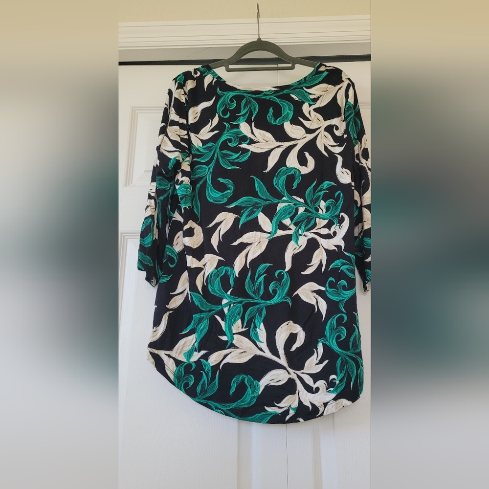 JM Collection Graphic Black and White 3/4 Sleeve Blouse